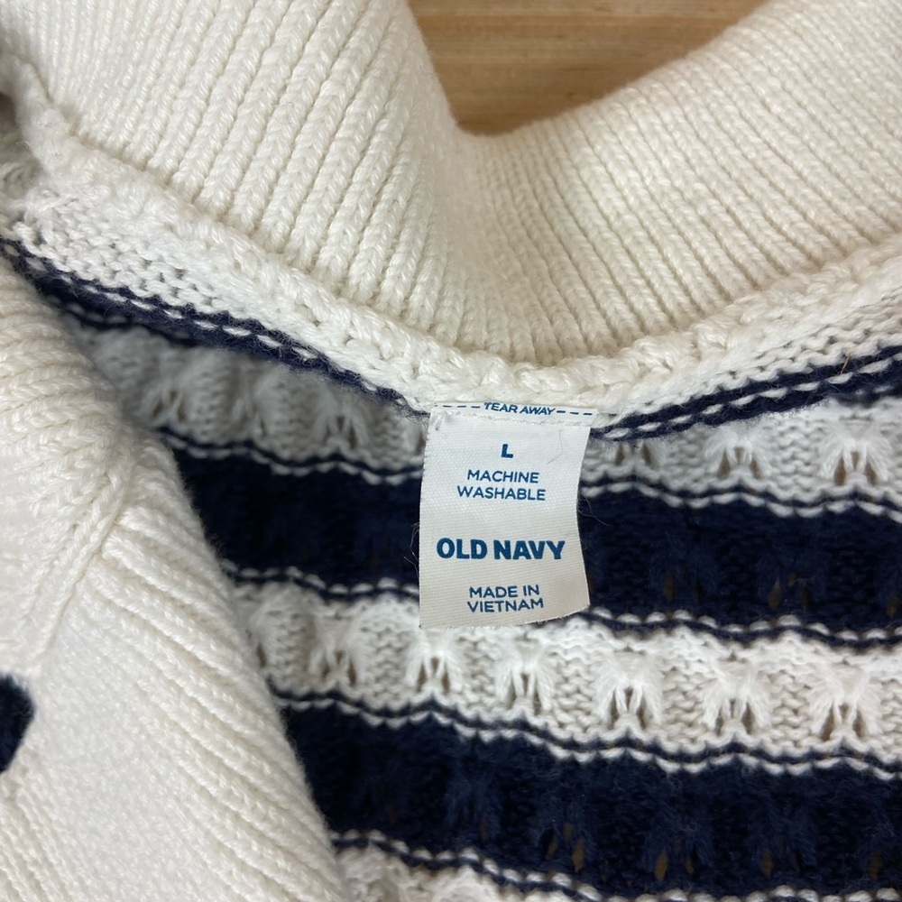 Old Navy Navy & White Striped Knit Polo Cardigan Size L - Picture 5 of 8